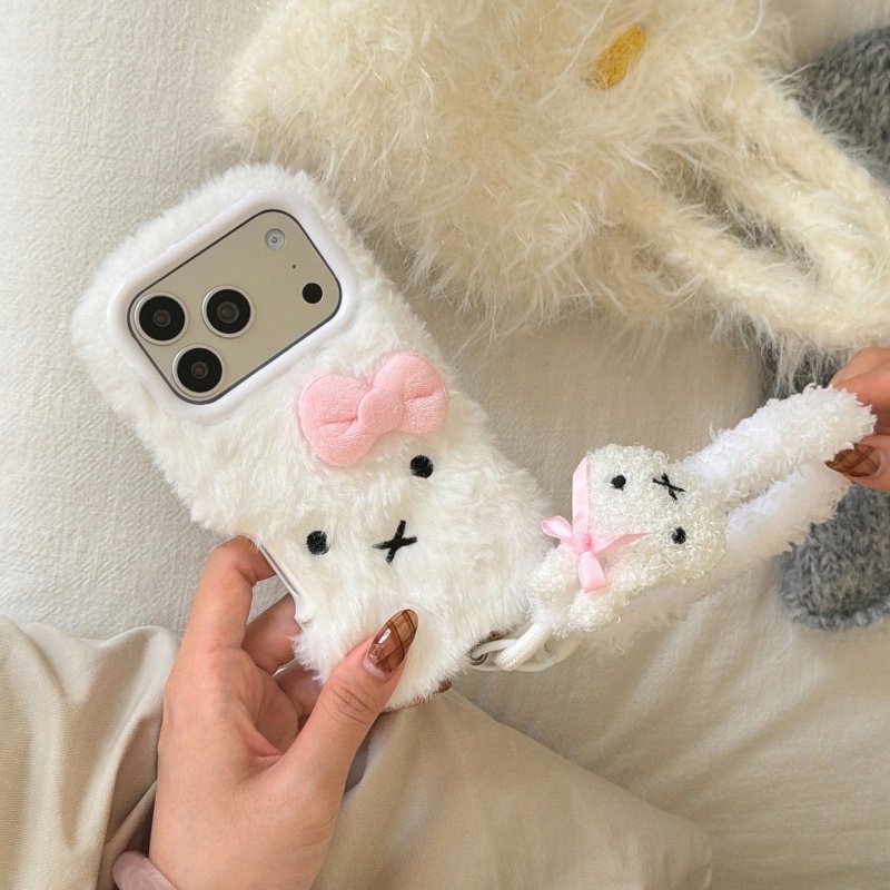 Cute Cartoon Wrist Strap Silicone Case - Bonito dos desenhos animados branco pele