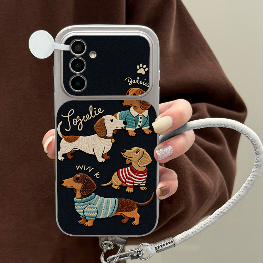 Cute Cartoon Wrist Strap Silicone Case - Capa de Celular de Couro Lichia
