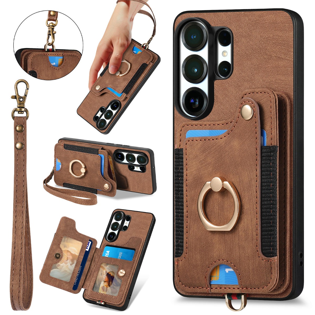 Leather Wallet Card Holder Phone Cover - Capa de Telefone para Samsung S26