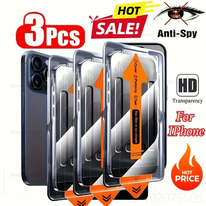 Anti Spy Privacy Glass Case - 3 pçs anti-peep/hd caso à prova