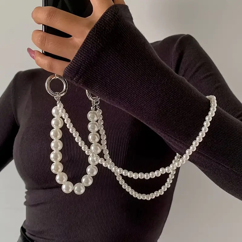 Crossbody Lanyard Neck Strap Case - Double Pearl Woven Mobile Phone Lanyard,