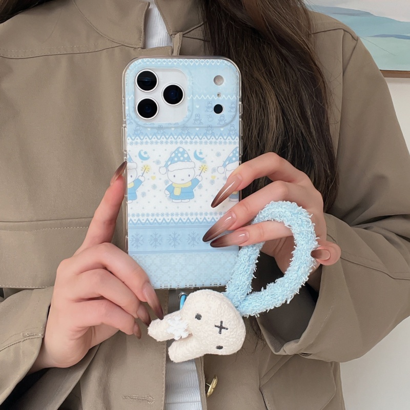 Cute Cartoon Wrist Strap Silicone Case - Capa de celular Miffy com estampa