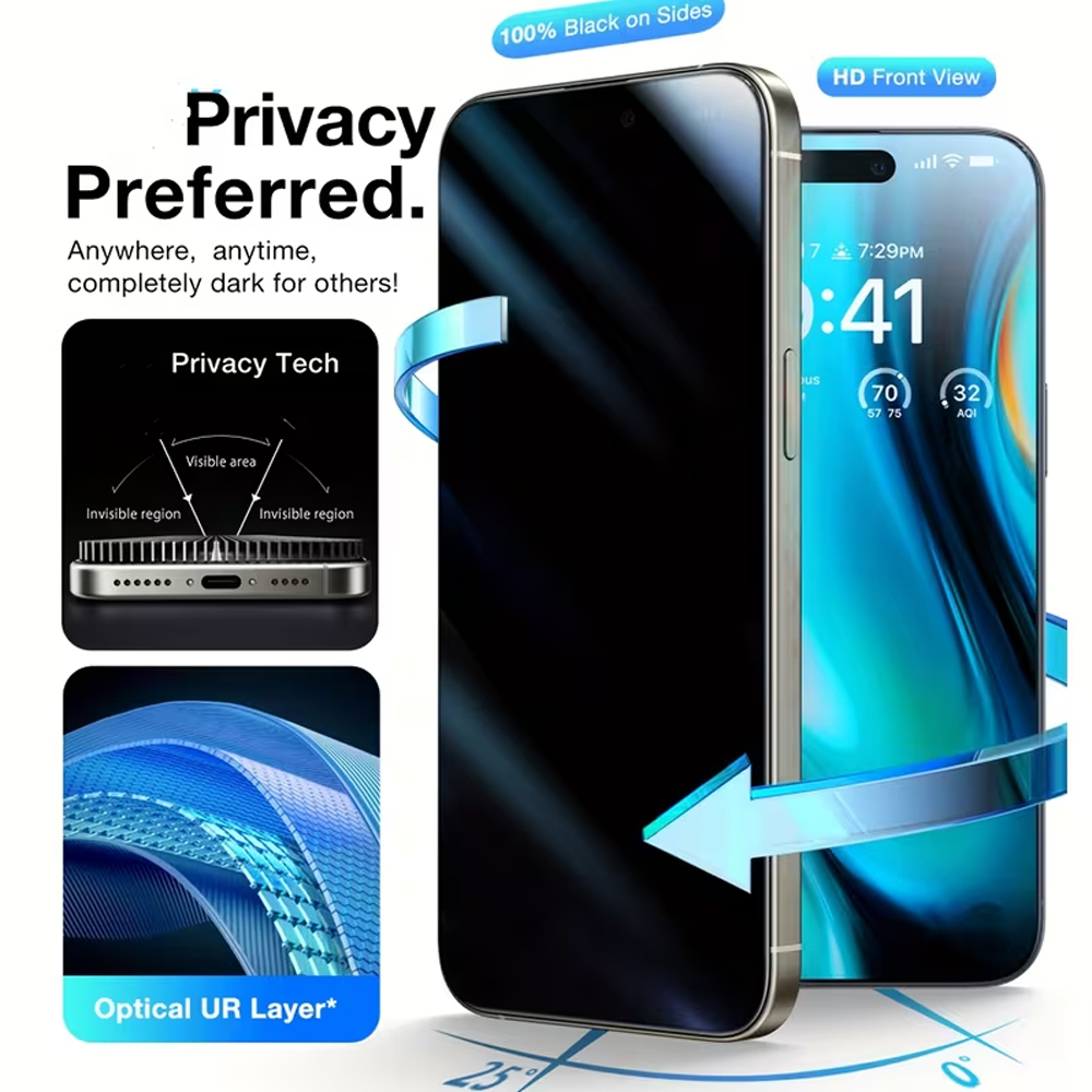 1-3PCS Vidro Temperado Anti-Es - Anti Peek Privacy Tempered Glass avaliação e preço