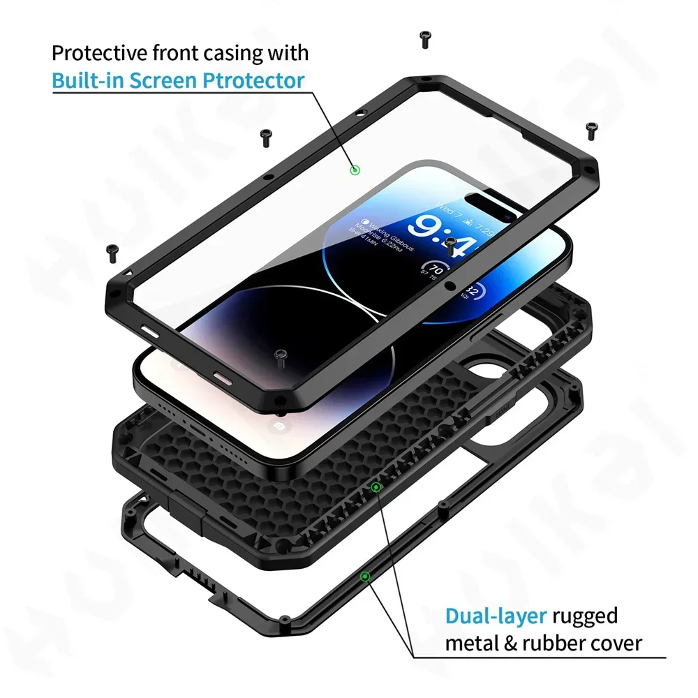 Capa para iphone 16 15 13 12 1 - Heavy Duty 360 Full Body Protective Case avaliação e preço