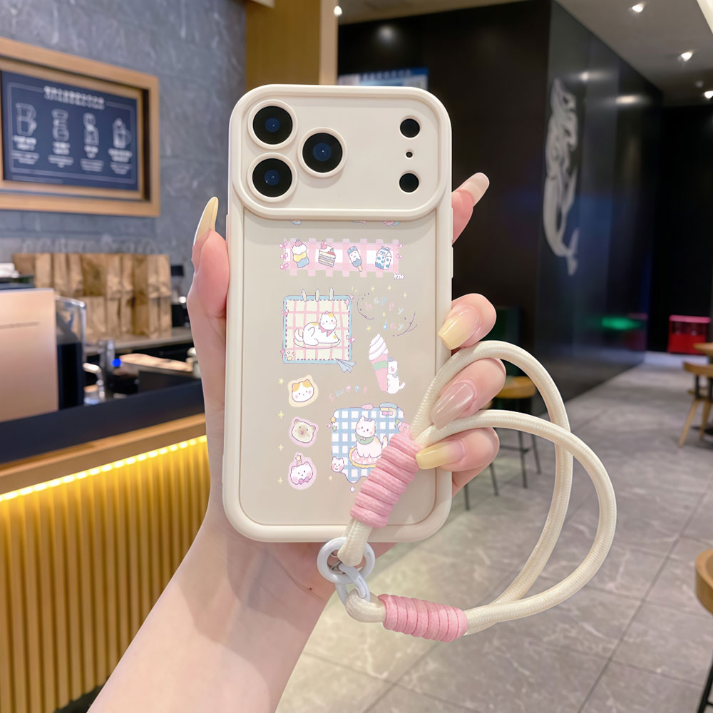 Capas de Celular com Alça de P - Cute Cartoon Wrist Strap Silicone Case avaliação e preço