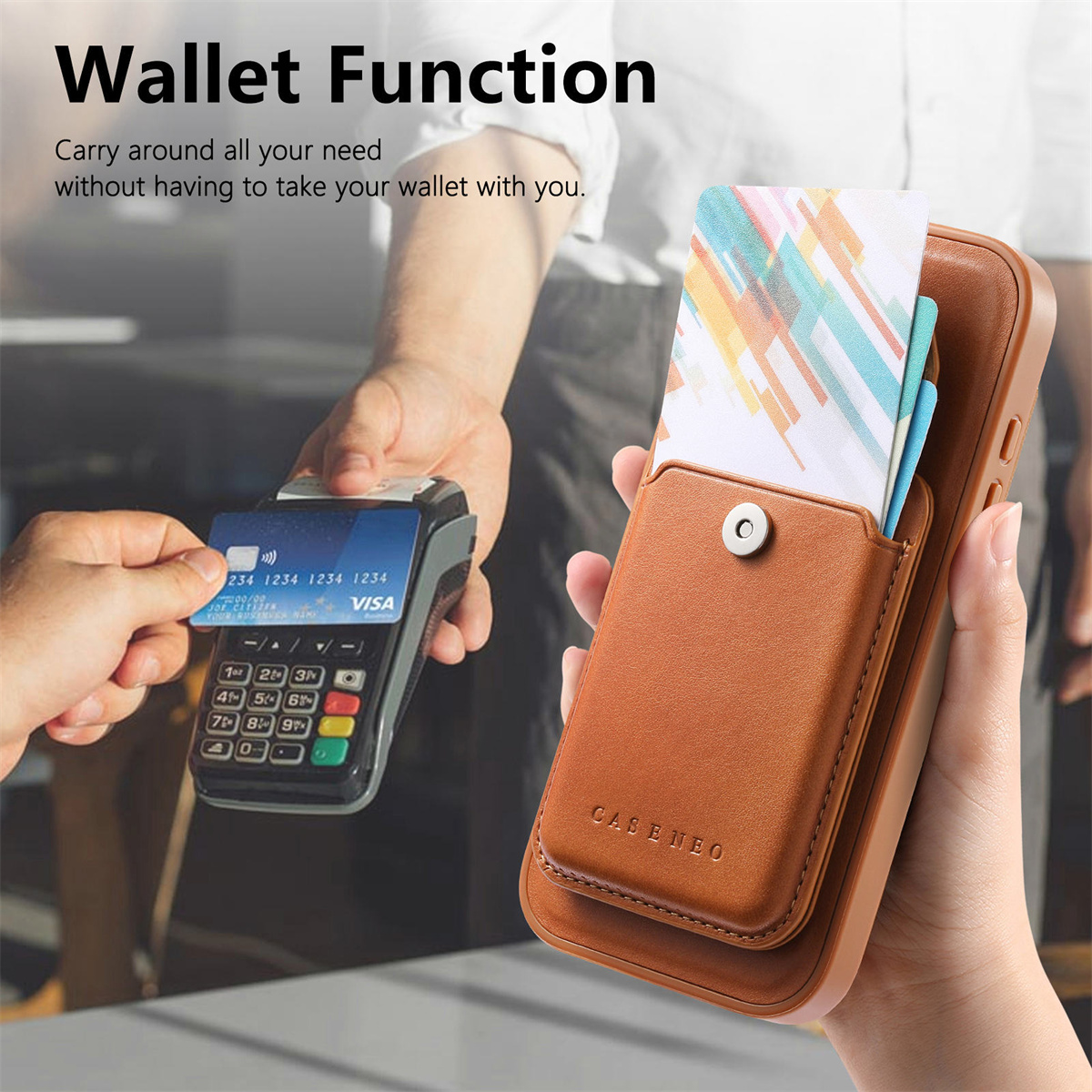 Capa de Couro Magnética Destac - Leather Wallet Card Holder Phone Cover avaliação e preço