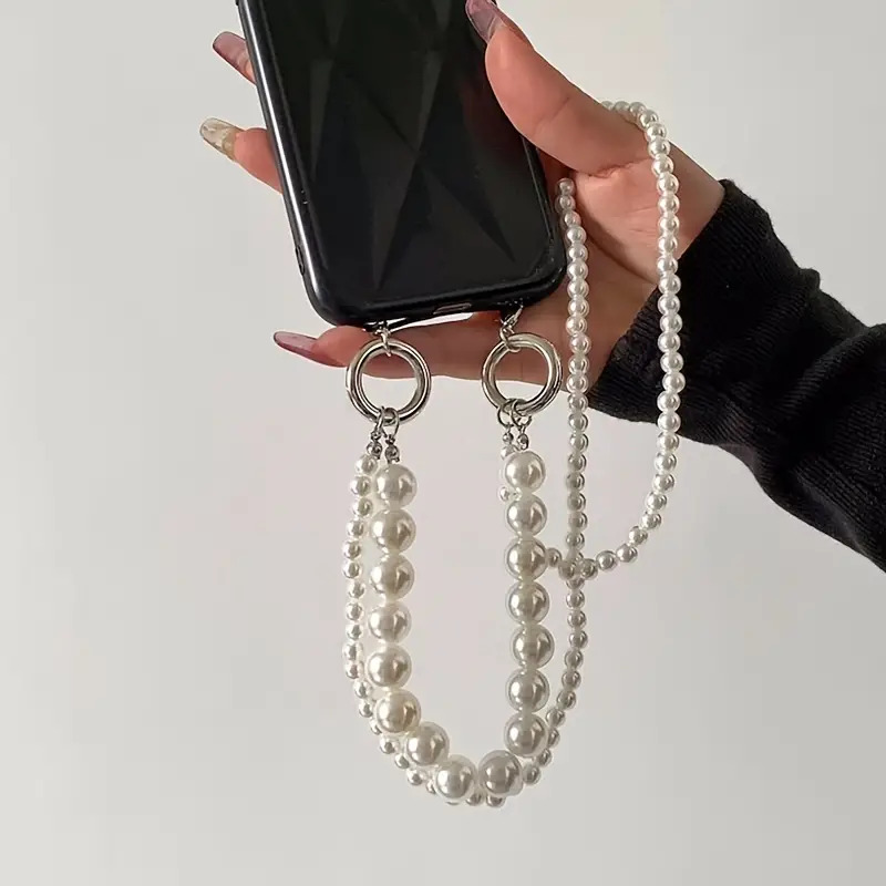 Double Pearl Woven Mobile Phon - Crossbody Lanyard Neck Strap Case avaliação e preço