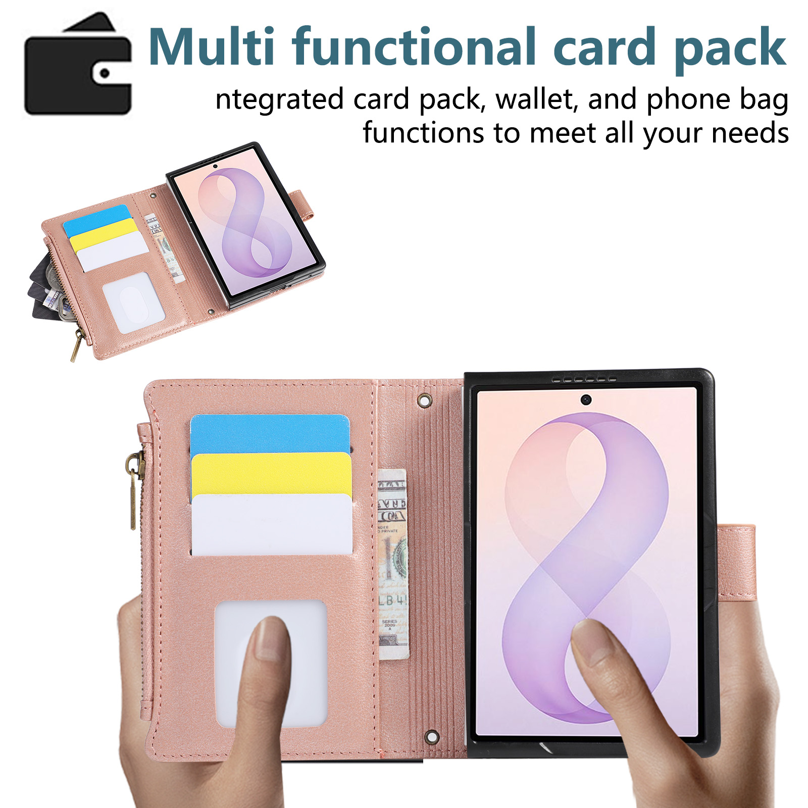 Capa de Telefone com Alça de P - Leather Wallet Card Holder Phone Cover avaliação e preço