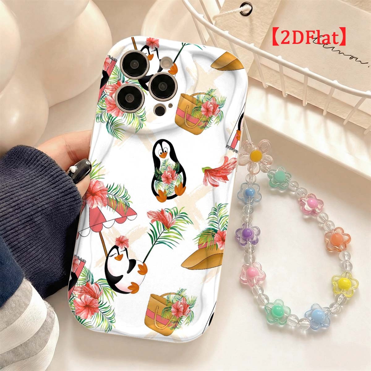Capa de celular com pinguim fo - Cute Cartoon Wrist Strap Silicone Case avaliação e preço
