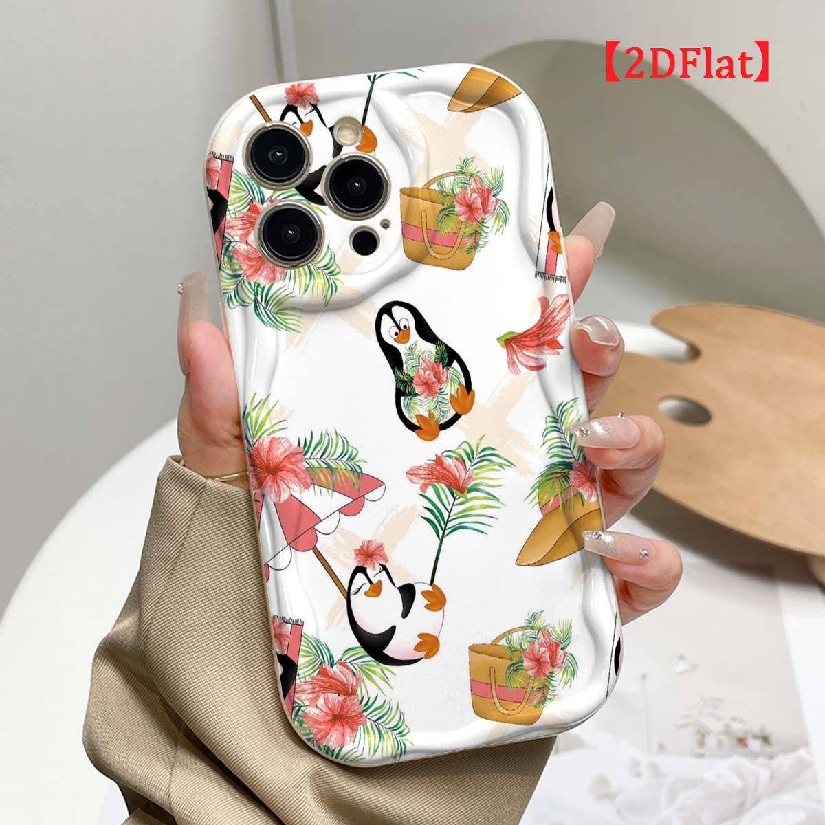Capa de celular com pinguim fo - Cute Cartoon Wrist Strap Silicone Case avaliação e preço
