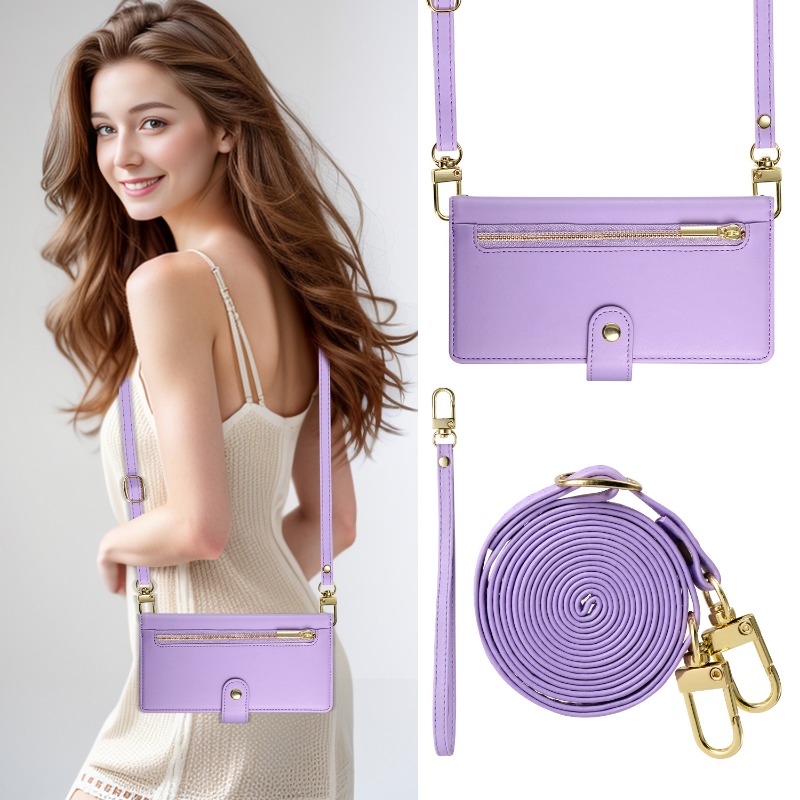 Zíper crossbody caso de telefo - Leather Wallet Card Holder Phone Cover avaliação e preço